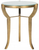 Safavieh Ormond Accent Table Mirror Top Gold White Metal Lacquer Coating Iron FOX2530A 683726437345