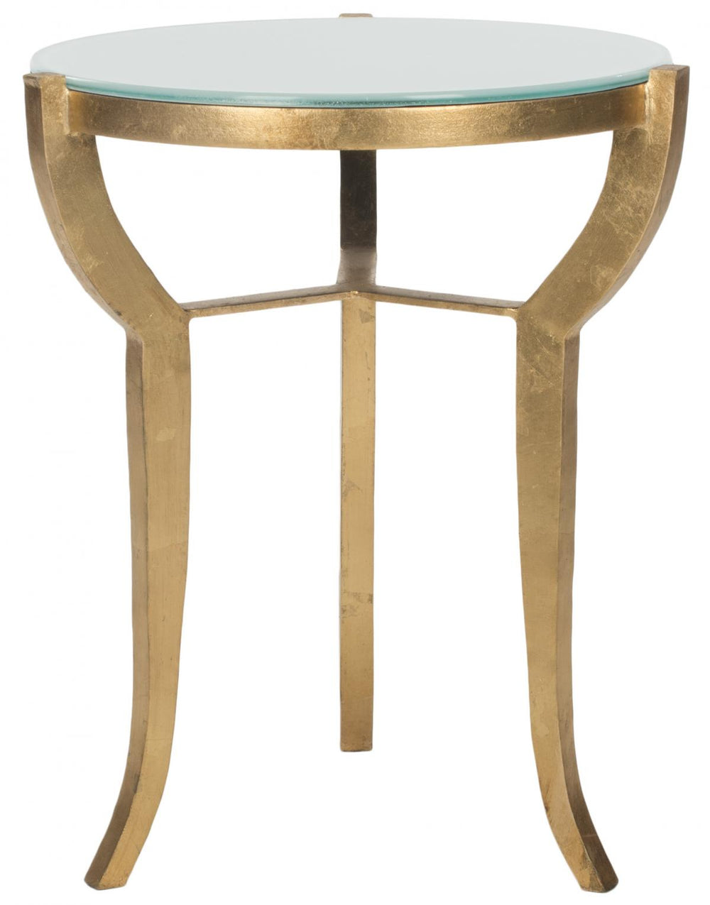 Safavieh Ormond Accent Table Mirror Top Gold White Metal Lacquer Coating Iron FOX2530A 683726437345