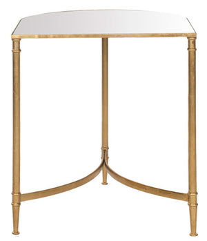 Safavieh Nevin Accent Table Mirror Top Gold Metal Lacquer Coating Iron FOX2532A 683726437383