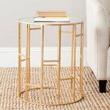 Safavieh Doreen Accent Table Mirror Top Gold Metal Lacquer Coating Iron FOX2533A 683726437406