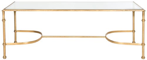 Safavieh Lucille Coffee Table Gold Metal Lacquer Coating Iron FOX2549A 683726303411