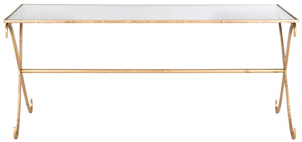 Safavieh Lavar Coffee Table Gold Metal Lacquer Coating Iron FOX2551A 683726304166