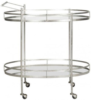 Safavieh Dante Bar Cart Silver Metal Lacquer Coating Iron FOX2553A 683726732648