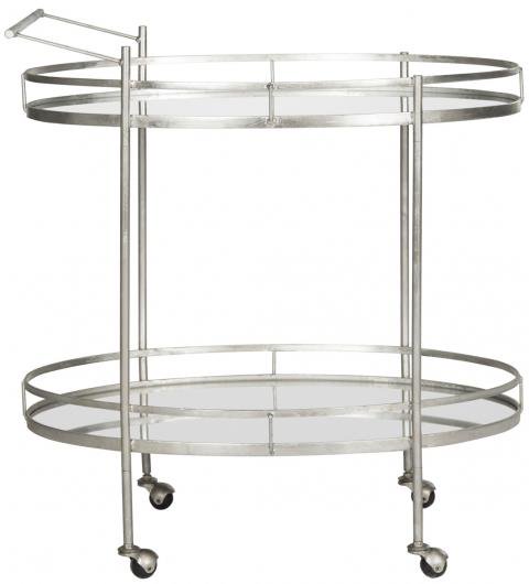 Safavieh Dante Bar Cart Silver Metal Lacquer Coating Iron FOX2553A 683726732648