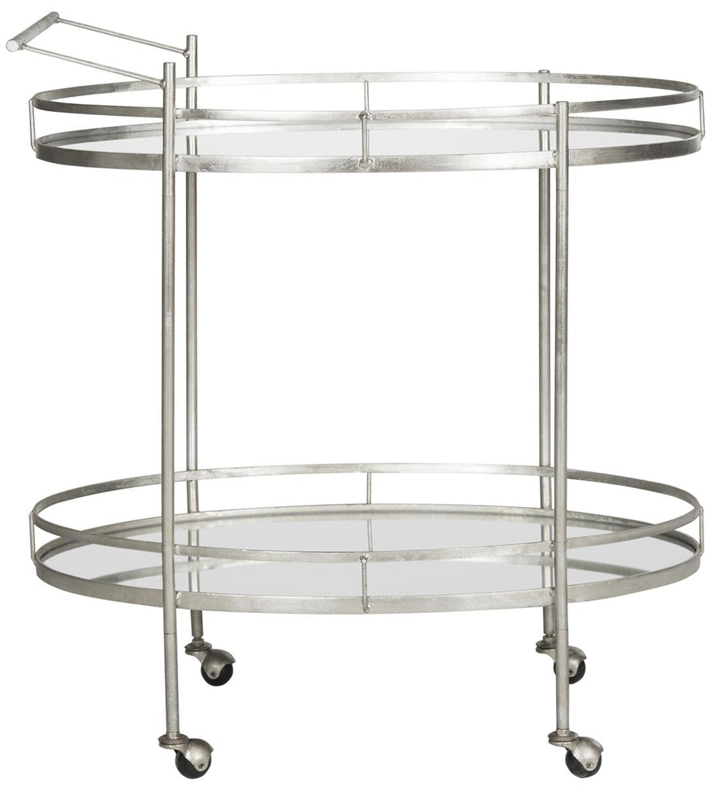 Safavieh Dante Bar Cart Silver Metal Lacquer Coating Iron FOX2553A 683726732648