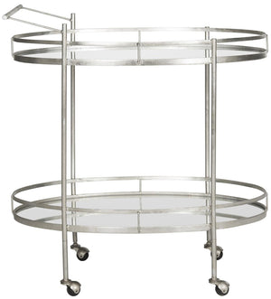 Safavieh Dante Bar Cart Silver Metal Lacquer Coating Iron FOX2553A 683726732648