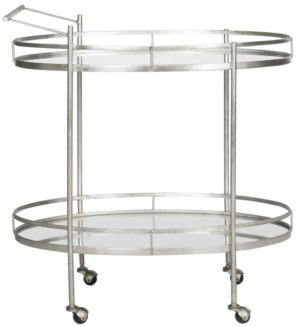 Safavieh Dante Bar Cart Silver Metal Lacquer Coating Iron FOX2553A 683726732648
