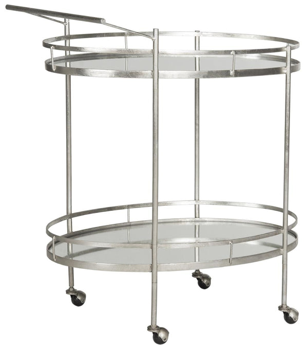 Safavieh Dante Bar Cart Silver Metal Lacquer Coating Iron FOX2553A 683726732648