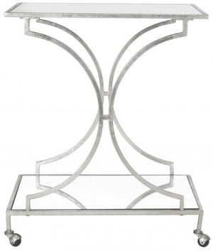 Safavieh Ignatius Bar Cart Silver Metal Lacquer Coating Iron FOX2555A 683726732716