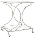 Safavieh Ignatius Bar Cart Silver Metal Lacquer Coating Iron FOX2555A 683726732716