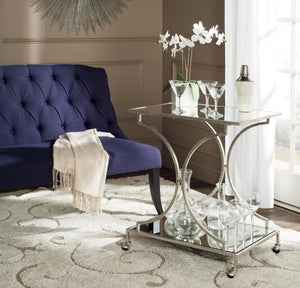 Safavieh Ignatius Bar Cart Silver Metal Lacquer Coating Iron FOX2555A 683726732716