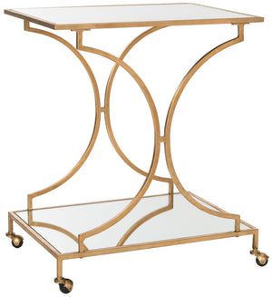Safavieh Ignatius Bar Cart Gold Metal Lacquer Coating Iron FOX2555B 683726732723