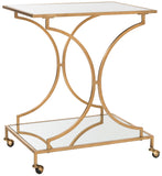 Safavieh Ignatius Bar Cart Gold Metal Lacquer Coating Iron FOX2555B 683726732723