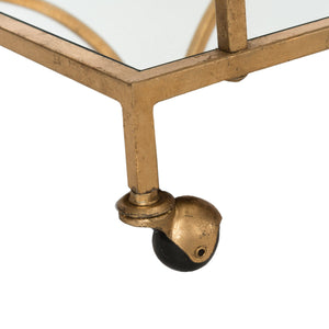 Safavieh Ignatius Bar Cart Gold Metal Lacquer Coating Iron FOX2555B 683726732723