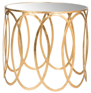 Safavieh Cyrah Accent Table Antique Gold Metal Lacquer Coating Iron FOX2564A 889048000971