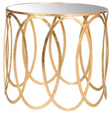 Cyrah Accent Table Antique Gold Metal Lacquer Coating Iron