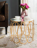 Safavieh Cyrah Accent Table Antique Gold Metal Lacquer Coating Iron FOX2564A 889048000971