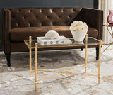 Safavieh Tait Coffee Table Antique Gold Metal Lacquer Coating Iron FOX2569A 889048001022