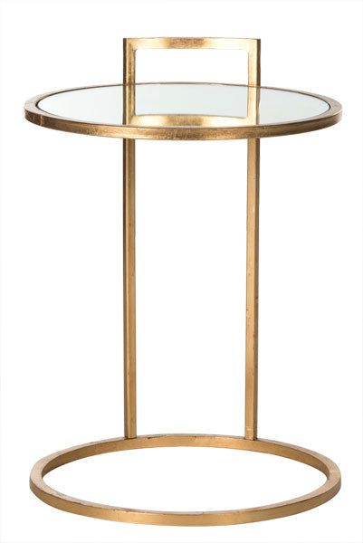 Safavieh Calvin End Table Round Antique Gold Metal Lacquer Coating Iron FOX2571A 889048001046