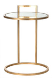 Calvin End Table Round Antique Gold Metal Lacquer Coating Iron