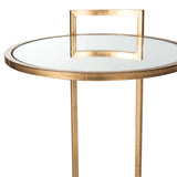 Safavieh Calvin End Table Round Antique Gold Metal Lacquer Coating Iron FOX2571A 889048001046