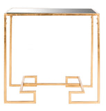 Safavieh Seamus Accent Table Greek Key Antique Gold Metal Lacquer Coating Iron FOX2583A 889048001206