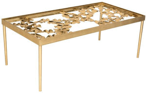 Safavieh Otto Coffee Table Ginkgo Antique Gold Metal Lacquer Coating Iron FOX2591A 889048093430