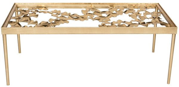 Safavieh Otto Coffee Table Ginkgo Antique Gold Metal Lacquer Coating Iron FOX2591A 889048093430
