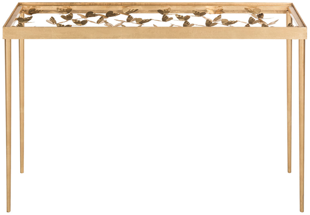 Safavieh Rosalia Console Butterfly Antique Gold Metal Lacquer Coating Iron FOX2592A 889048120396
