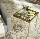 Safavieh Otto Side Table Ginko Antique Gold Metal Lacquer Coating Iron FOX2595A 889048120426