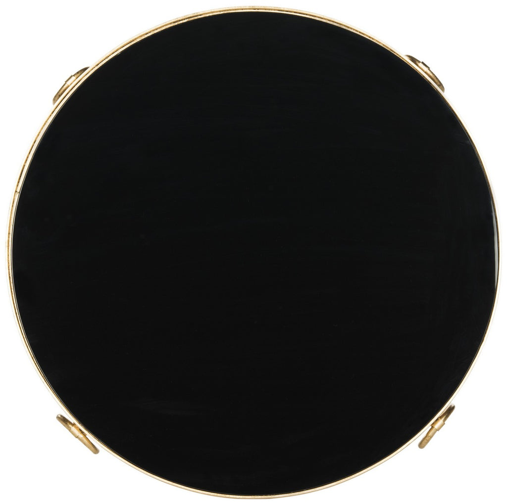 Safavieh Elisha Coffee Table Round Glass Ball Black Gold Metal Lacquer Coating Iron FOX2599A 889048120464