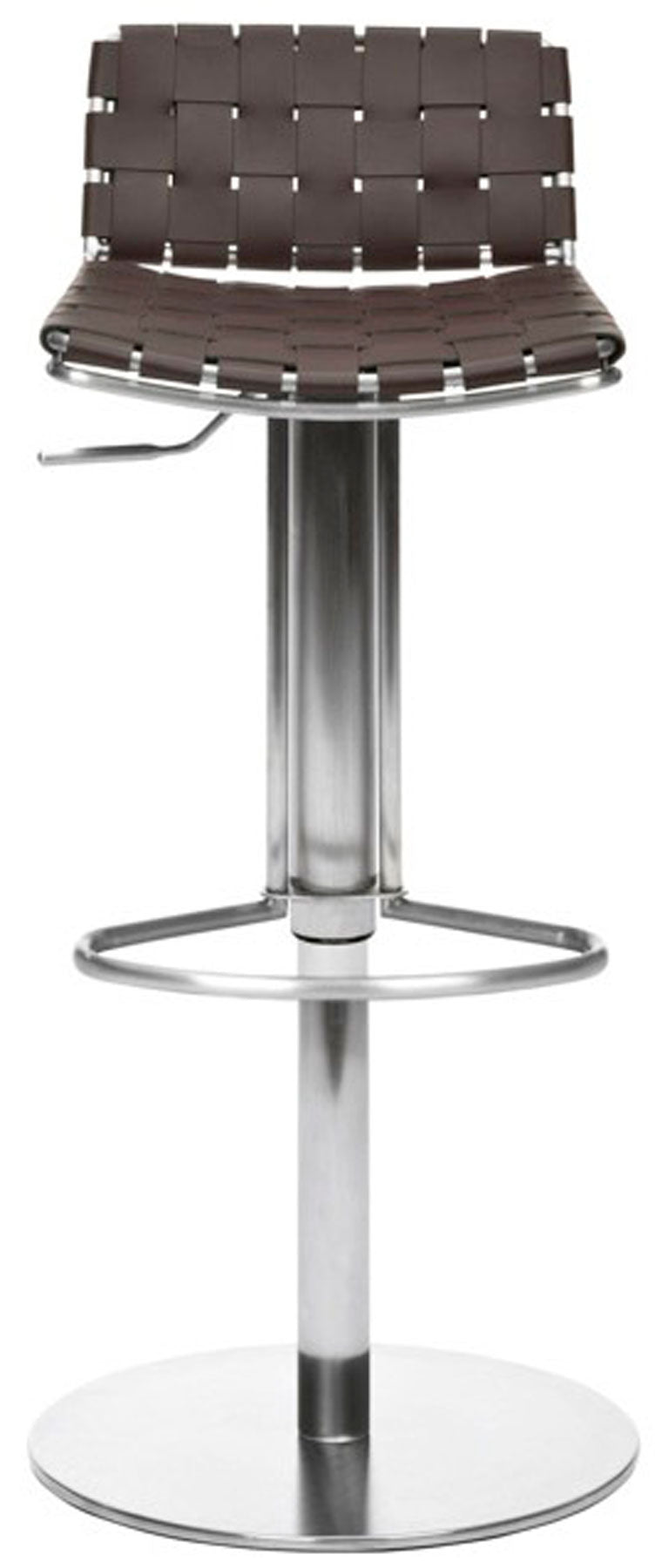 Safavieh Floyd Bar Stool Gas Lift Swivel Brown Metal Stainless Steel Regenerated Leather FOX3000A 683726897453