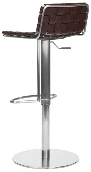 Safavieh Floyd Bar Stool Gas Lift Swivel Brown Metal Stainless Steel Regenerated Leather FOX3000A 683726897453
