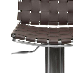 Safavieh Floyd Bar Stool Gas Lift Swivel Brown Metal Stainless Steel Regenerated Leather FOX3000A 683726897453