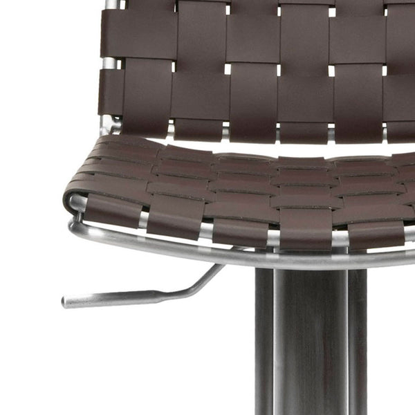 Safavieh Floyd Bar Stool Gas Lift Swivel Brown Metal Stainless Steel Regenerated Leather FOX3000A 683726897453