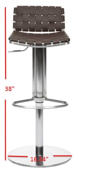 Safavieh Floyd Bar Stool Gas Lift Swivel Brown Metal Stainless Steel Regenerated Leather FOX3000A 683726897453