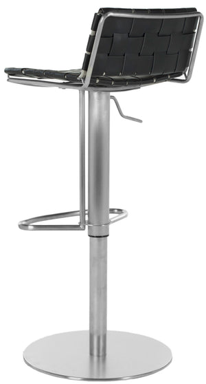Safavieh Floyd Bar Stool Gas Lift Swivel Black Metal Stainless Steel Regenerated Leather FOX3000B 683726557104