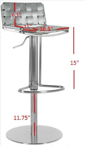 Safavieh Floyd Gas Lift Swivel Bar Stool Grey Metal FOX3000D
