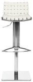 Safavieh Mitchell Bar Stool Gas Lift Swivel White Metal Stainless Steel Regenerated Leather FOX3001A 683726897743