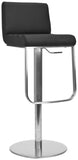 Safavieh Stanley Bar Stool Gas Lift Swivel Black Metal Stainless Steel Regenerated Leather FOX3003A 683726899136