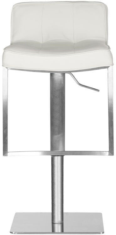 Safavieh Newman Bar Stool Swivel White Metal Foam Stainless Steel Regenerated Leather PU FOX3005C 683726709794