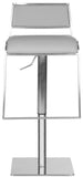 Natania Bar Stool Swivel Grey Metal Stainless Steel Regenerated Leather PU