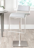 Safavieh Natania Bar Stool Swivel Grey Metal Stainless Steel Regenerated Leather PU FOX3006D 683726709855