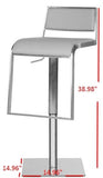 Safavieh Natania Bar Stool Swivel Grey Metal Stainless Steel Regenerated Leather PU FOX3006D 683726709855