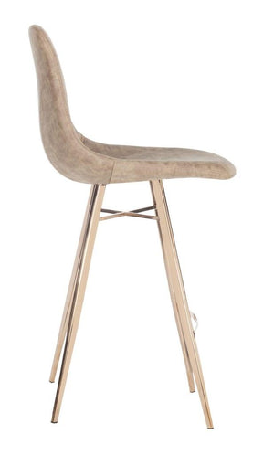 Safavieh Mathison Counter Stool Brown Metal Foam Stainless Steel PU FOX3012A 889048365704