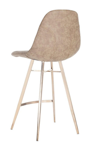 Safavieh Mathison Counter Stool Brown Metal Foam Stainless Steel PU FOX3012A 889048365704