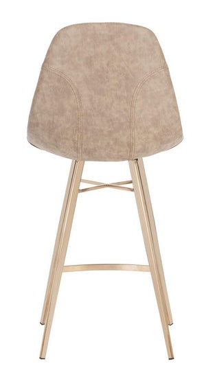 Safavieh Mathison Counter Stool Brown Metal Foam Stainless Steel PU FOX3012A 889048365704