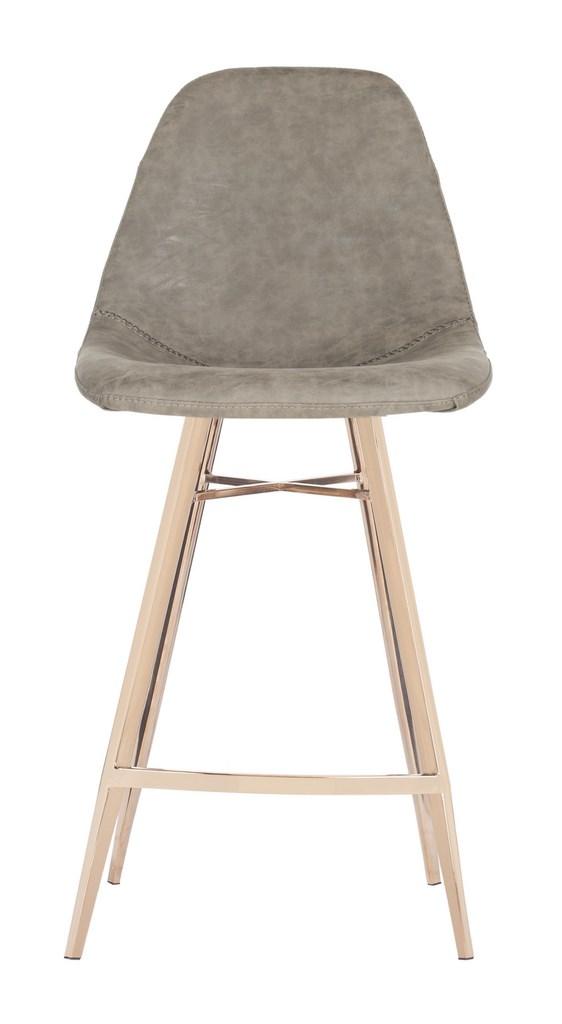Safavieh Mathison Counter Stool Taupe Metal Foam Stainless Steel PU FOX3012B 889048365711