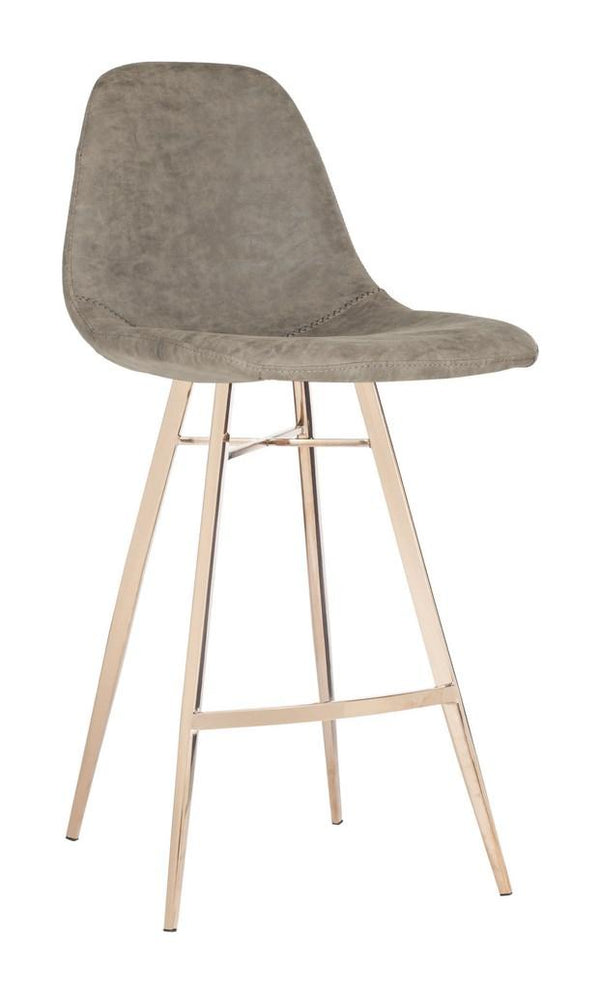 Safavieh Mathison Counter Stool Taupe Metal Foam Stainless Steel PU FOX3012B 889048365711