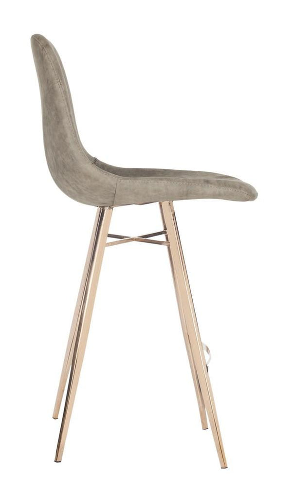 Safavieh Mathison Counter Stool Taupe Metal Foam Stainless Steel PU FOX3012B 889048365711